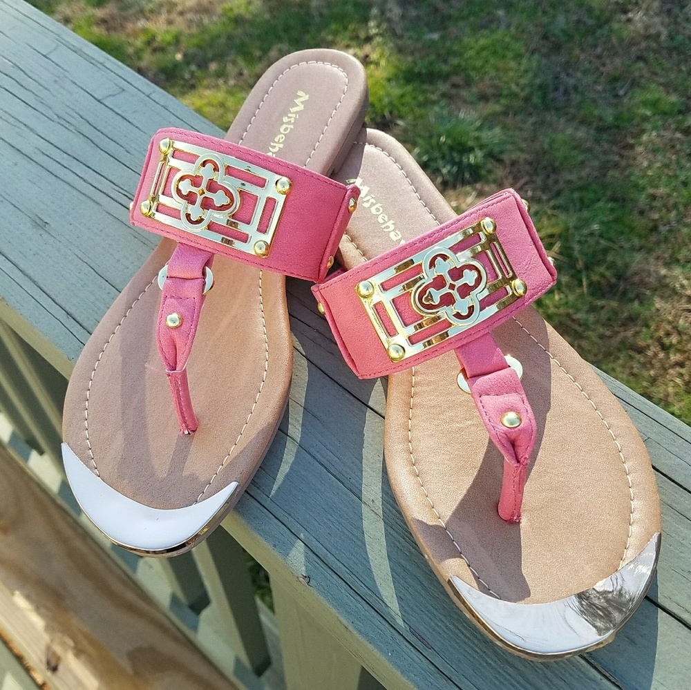 Coral/Gold Sandals